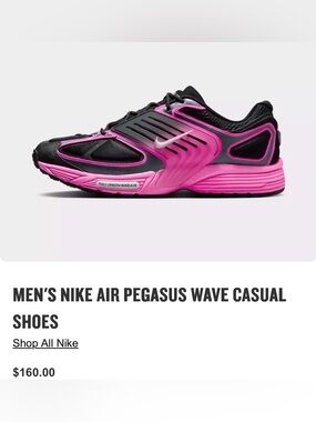 Nike Pegasus Wave Black & Hot Pink Men’s Sneakers. NWOT